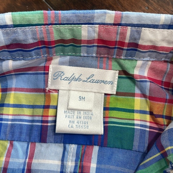 Ralph Lauren Baby Boys Classic Plaid Coverall One piece Blue Multicolor 9M NEW - Picture 3 of 10